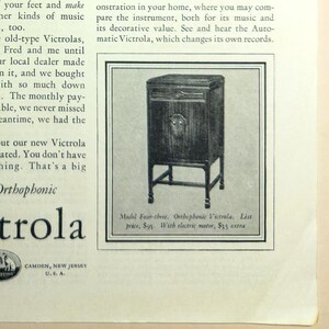 May include: Vintage advertisement from McCall's Magazine, September 1925, promoting the Orthophonic Victrola. The ad features illustrations of couples dancing and a detailed image of the Victrola, highlighting its design and features.