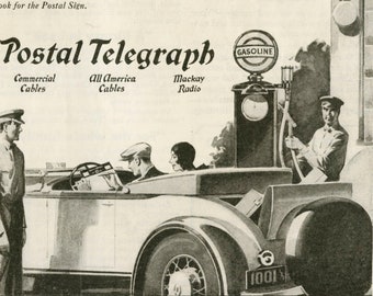 1930 Postal Telegraph / 1930 Gas Station Ad (30-COL-10)