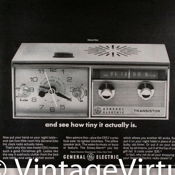 Vintage 1965 General-Electric Clock Radio Ad (65LIFE-15)