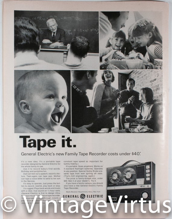 Buy Vintage 1965 General-electric 'family Tape Recorder' Ad 65LIFE