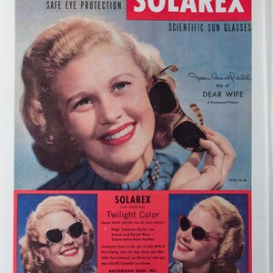Jane Caulfield for Solarex Sunglasses Ad from 1949 (49-PO-7)