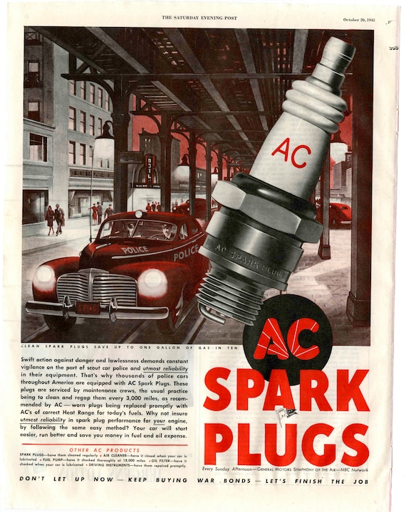Ac Spark Plug Ad From 1945 Po 45 017 Etsy