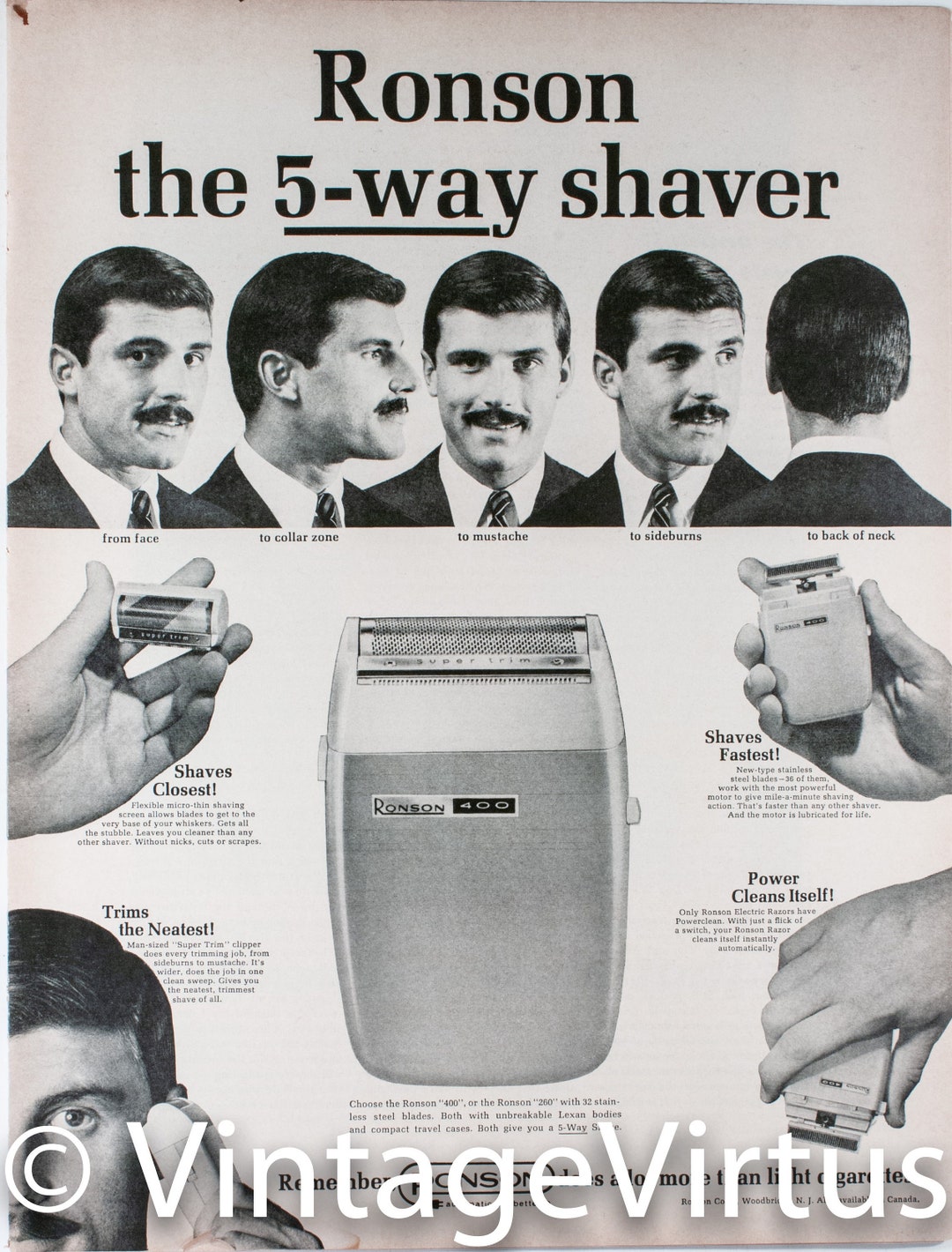 Ronson 400 Electric Shaver Ad From 1965 65LIFE107 Etsy