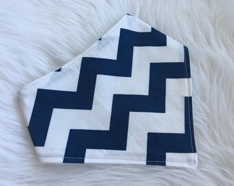 Navy blue chevron reversible bandana bib. Boys dribble bib with polar bears on reverse side.