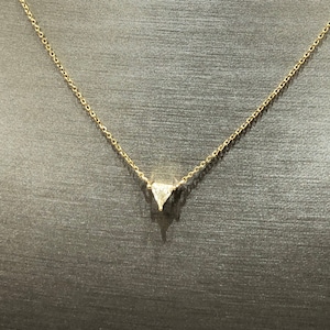 14K Yellow Gold Trillion Diamond Necklace - Single Stone Necklace - Trillion Cut Diamond Pendant Dainty Layering Necklace Gift for Her