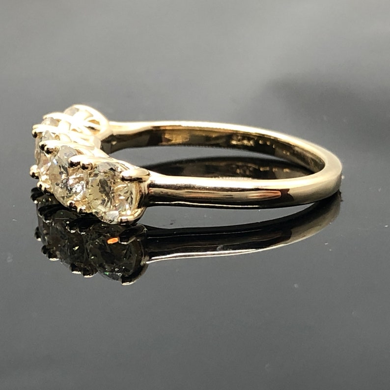 14K Yellow Gold 5 Stone Diamond Anniversary Ring 1.80 ct 14K 5 Stone Diamond Band Vintage Inspired Diamond Anniversary Band Wedding Band image 3