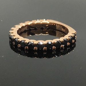 Rose Gold and Black Diamond Band - 14K Rose Gold and Black Diamond Wedding Band - 3/4 Eternity Black Diamond Gothic Wedding Euro Shank Ring