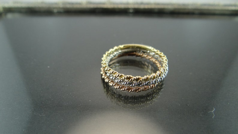 2mm White Gold Wedding Band Thin Rope Chain Band Rope Chain Design Wedding Band 2mm Twisted Rope Chain Ring 18K White Gold Rope Ring