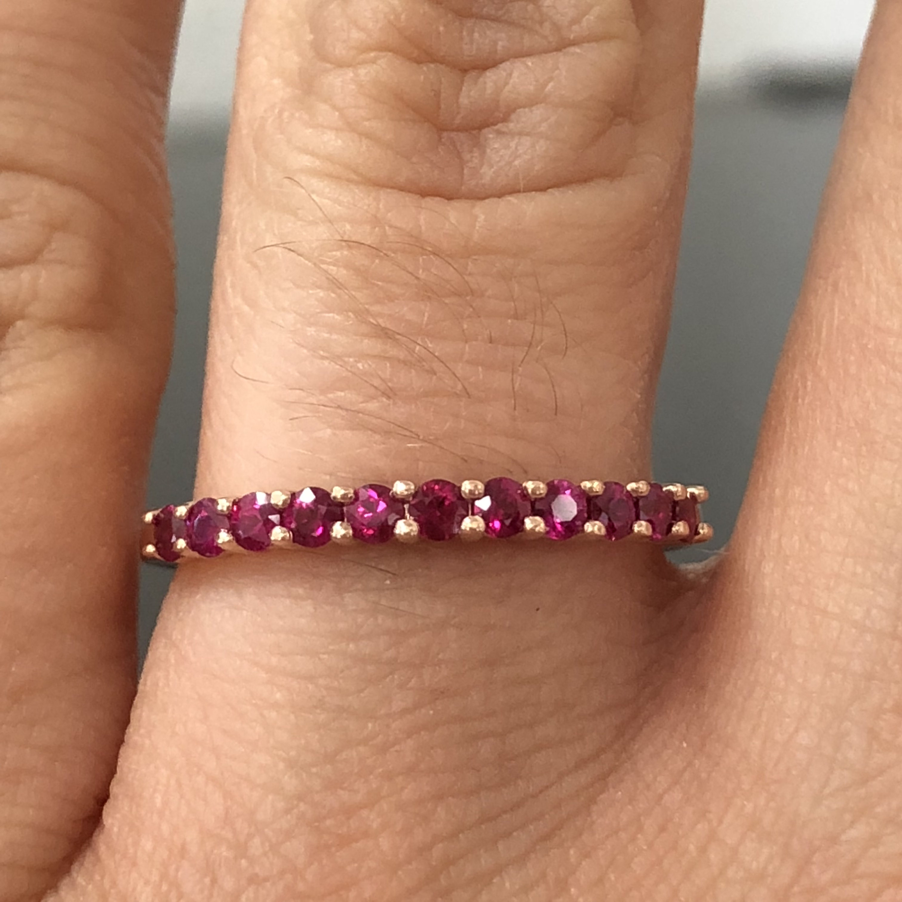 Ruby　inomata リング② 14K Rose Gold Ruby Wedding Band - 2mm Ruby Wedding Ring
