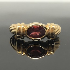 14K Yellow Gold Bezel Set Garnet Ring - Yellow Gold Garnet Engagement Ring - 14K Mozambique Garnet Ring - Garnet Promise Ring