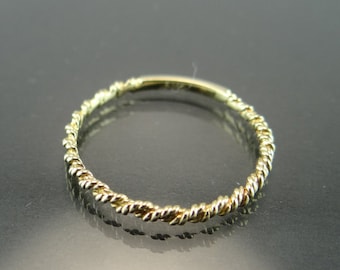 14K Yellow Gold Thin Rope Chain Design Band- 14K Yellow Gold Stackable Ring- 2mm Twisted Rope Chain Ring- Rope Chain Design Wedding Band
