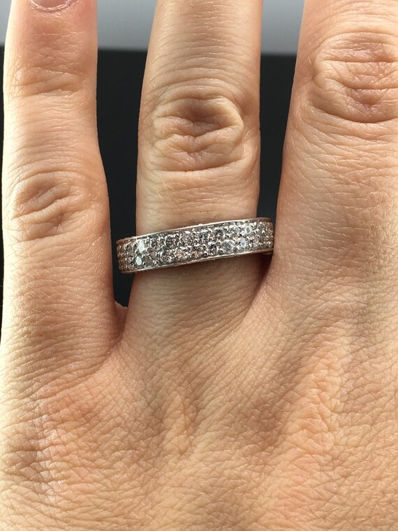 Two Row Diamond Pave Eternity Band 18K White Gold Diamond Eternity