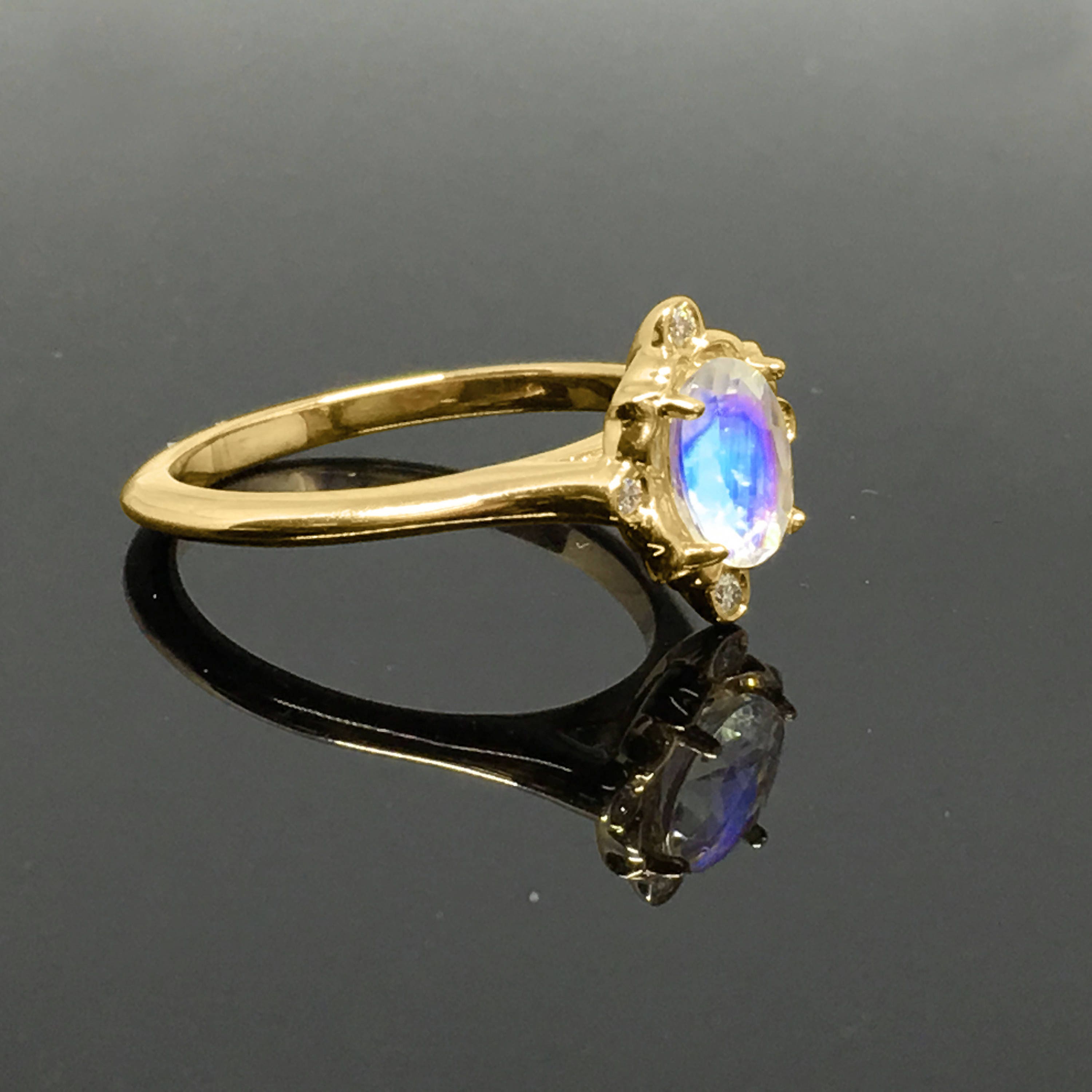 Moonstone Band Ring in 14K Yellow Gold