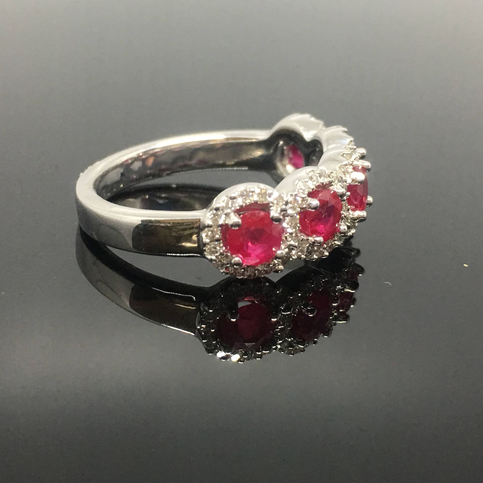 Ruby and Diamond Anniversary Ring 18K White Gold 5 Stone Etsy
