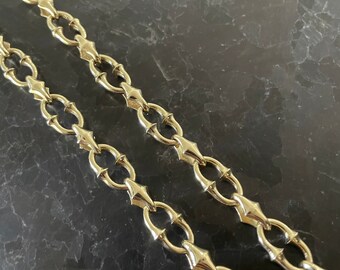 Cadena de diseño original de oro amarillo de 14 quilates con cierre de diamantes: cadena de oro macizo de 24 pulgadas con cierre personalizado de 8,7 mm