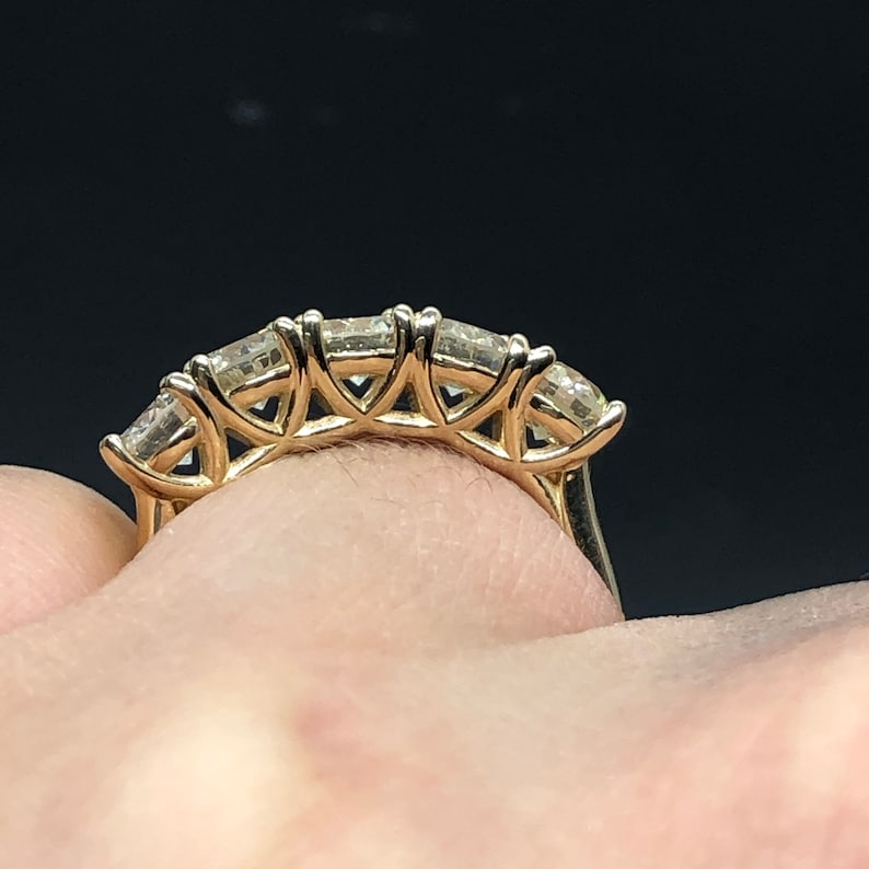 14K Yellow Gold 5 Stone Diamond Anniversary Ring 1.80 ct ...