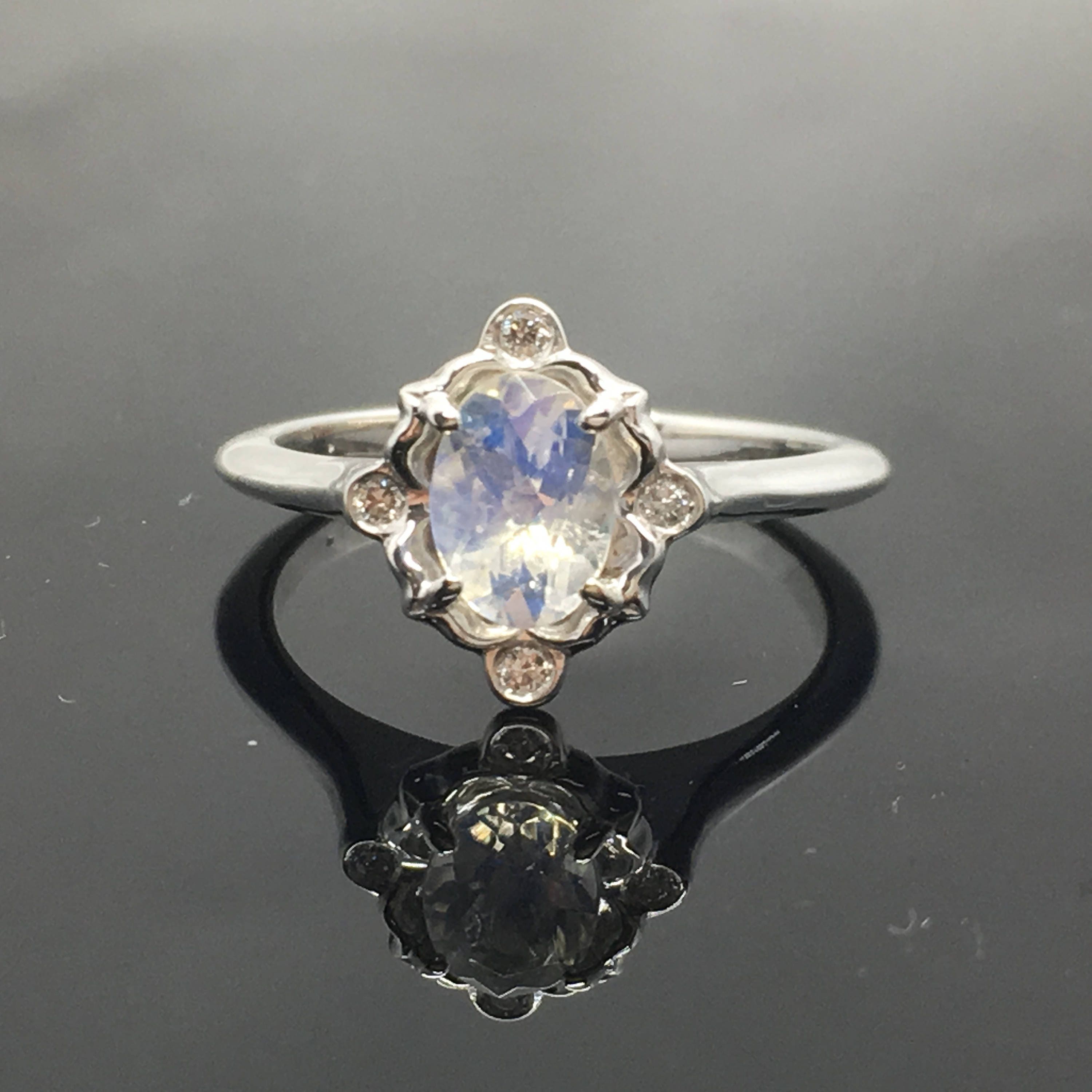 Rainbow Moonstone Ring Vintage Inspired Moonstone Ring Moonstone Engagement Ring .925 Sterling Silver Victorian Moonstone Engagement Ring 