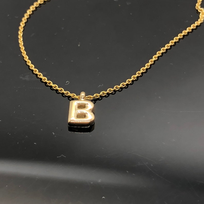 14K Initial Pendant Necklace 14K Yellow Gold Initial Pendant Etsy