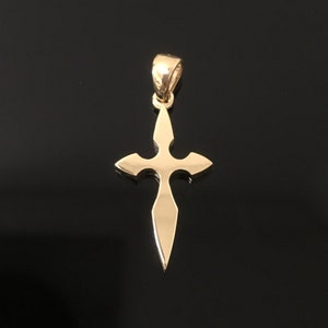 14K Solid Yellow Gold Cross Pendant - 14K Yellow Gold Small Cross Pendant - Simple and Modern Gold Cross - Baptism Cross
