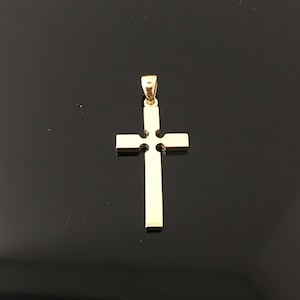 14K Solid Yellow Gold Cross Pendant- 14K Yellow Gold Small Cross Pendant- Simple and Modern Gold Cross- Baptism Cross