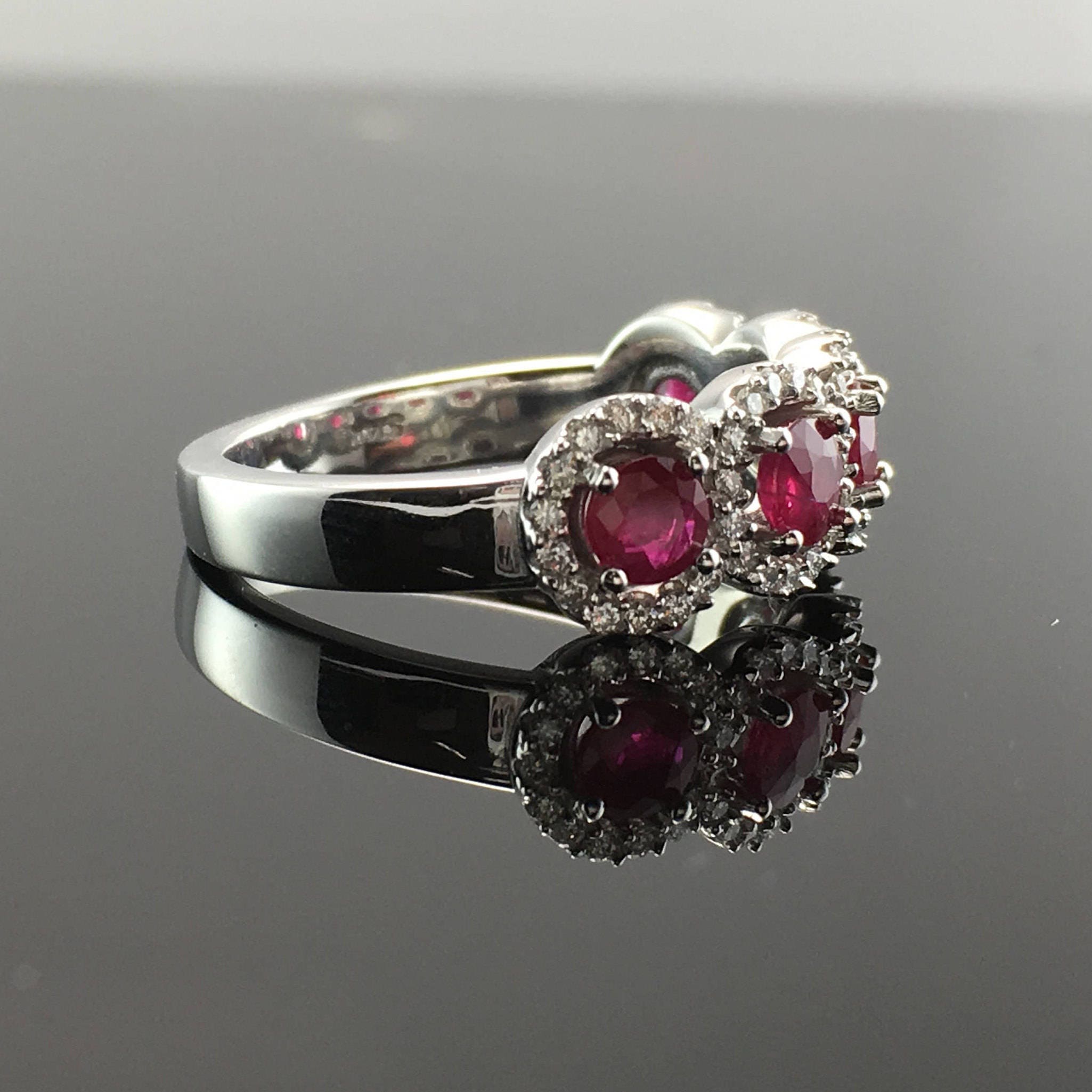 Ruby and Diamond Anniversary Ring 18K White Gold 5 Stone Etsy