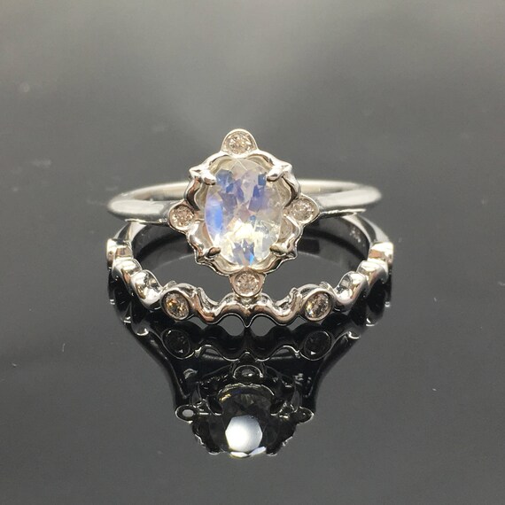 victorian white gold moonstone rings