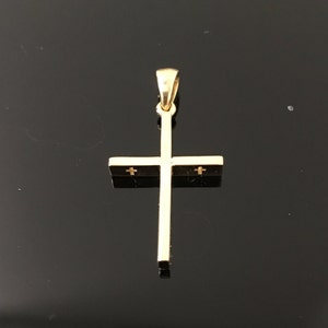 14K Solid Yellow Gold Cross Pendant - 14K Yellow Gold Small Cross Pendant - Simple and Modern Gold Cross - Baptism Cross - Confirmation Gift
