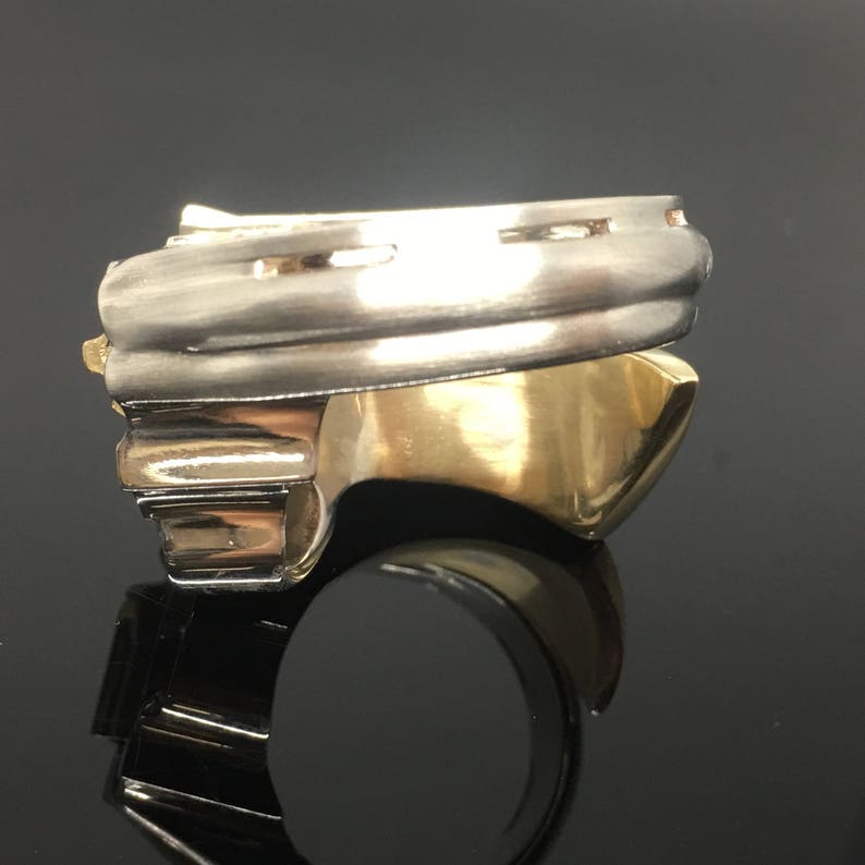 Gun Ring 14K Two Tone Gold Men's Revolver Ring | Etsy