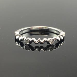 Sterling Silver Dainty Filigree Style Diamond Wedding Band - .925 Sterling Vintage Inspired Diamond Wedding Ring - Silver Diamond Band