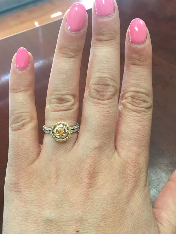 Pink and yellow diamond deals ring