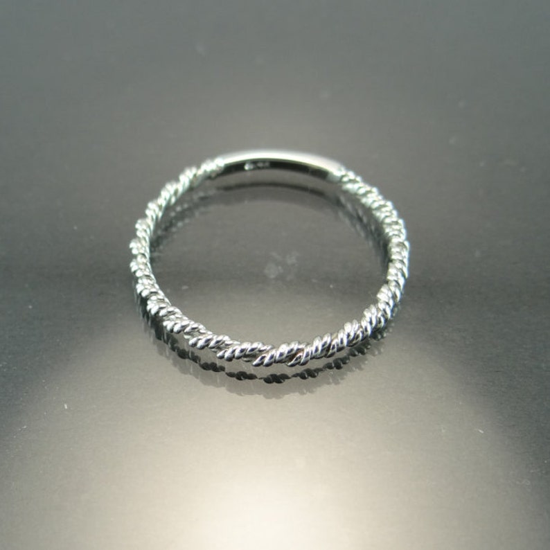 2mm White Gold Wedding Band Thin Rope Chain Band Rope Chain Design Wedding Band 2mm Twisted Rope Chain Ring 18K White Gold Rope Ring