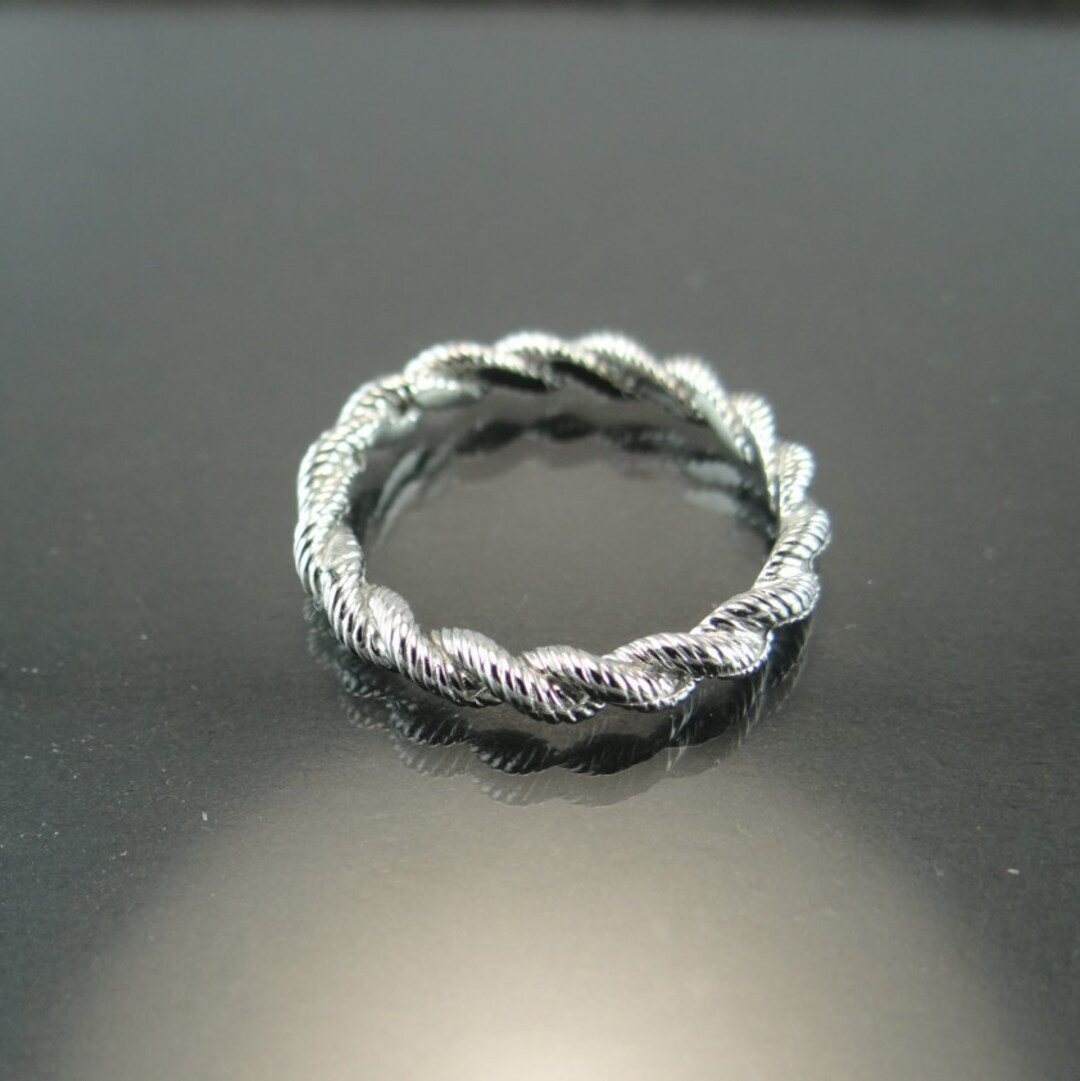 14K White Gold Rope Chain Design Stackable Ring- White Gold Rope Design ...