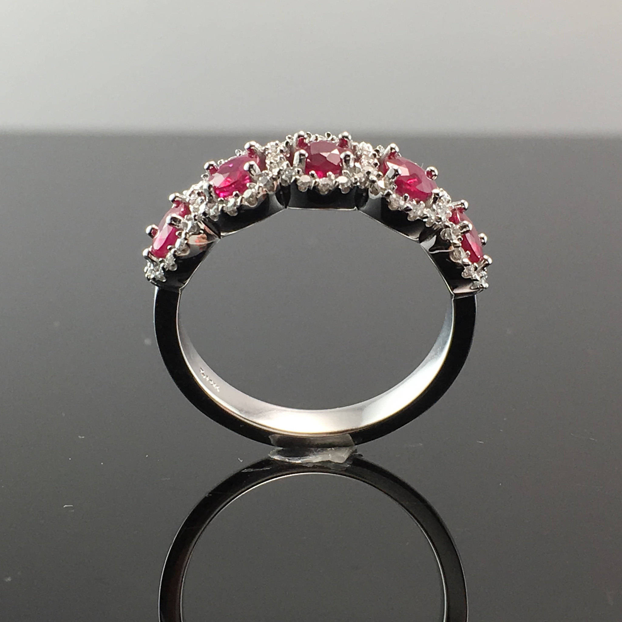 Ruby and Diamond Anniversary Ring 18K White Gold 5 Stone Etsy UK