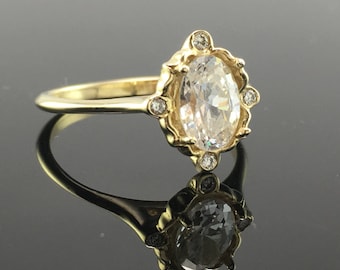 Gelbgold Oval Forever ONE Moissanit Verlobungsring- Ovalschliff Moissanit Verlobungsring- Moissanit Verlobungsring