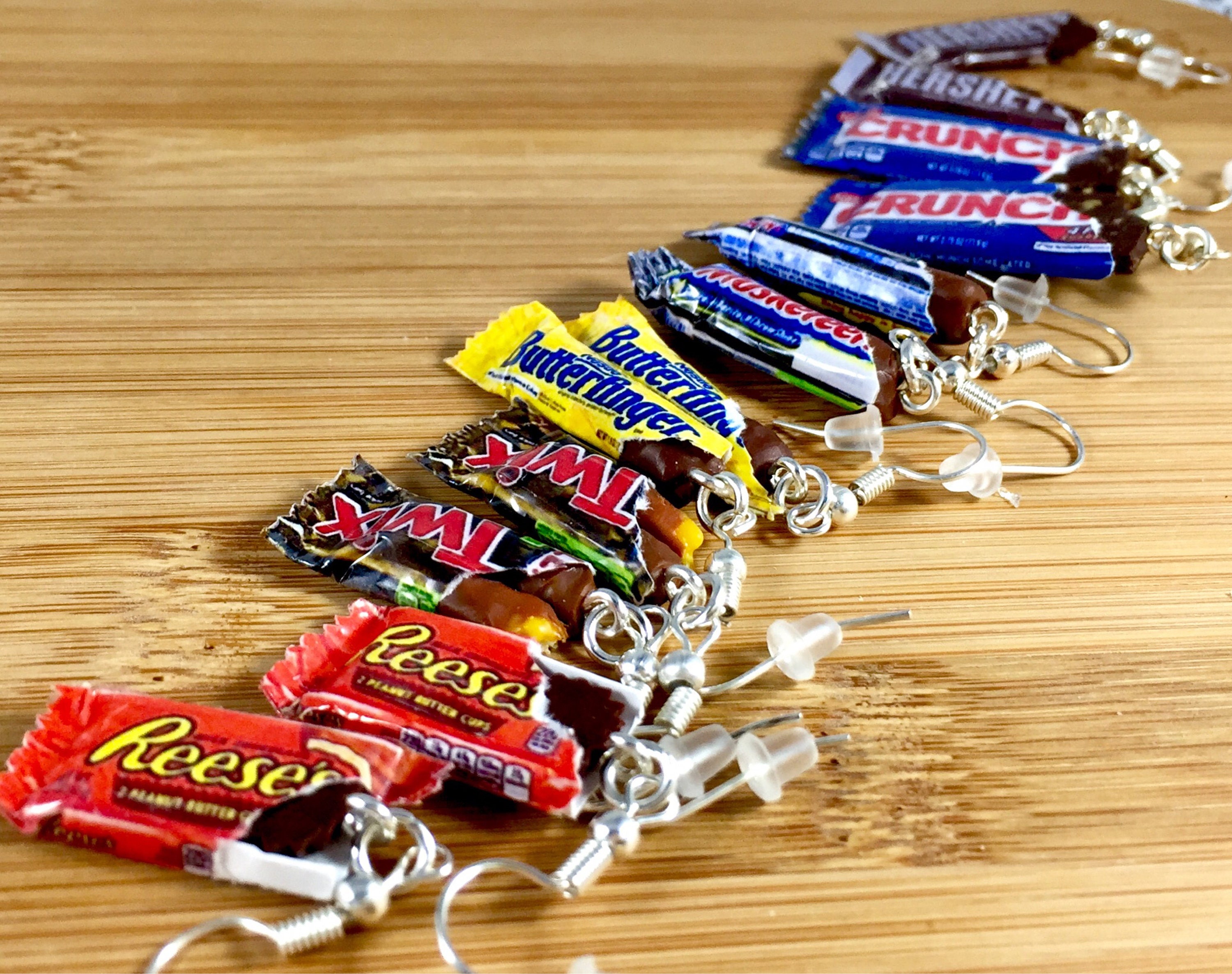 Polymer clay mini chocolate candy bar earrings and charms food Etsy