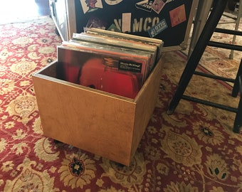 Vinyl LP Record Roll Around Cart  // Record Crate // Vinyl LP Crate // Vinyl Record Storage and Display Box