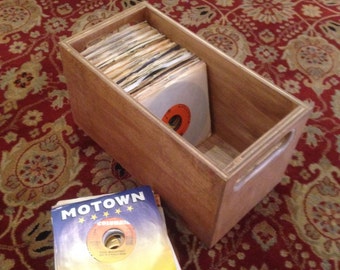 45 RPM (16 1/2" Deep) - Vinyl Record Storage and Display Crate - Natural, Light Cherry or Walnut Finish