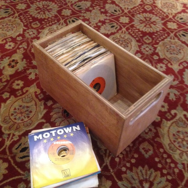 45 RPM (16 1/2" Deep) - Vinyl Record Storage and Display Crate - Natural, Light Cherry or Walnut Finish