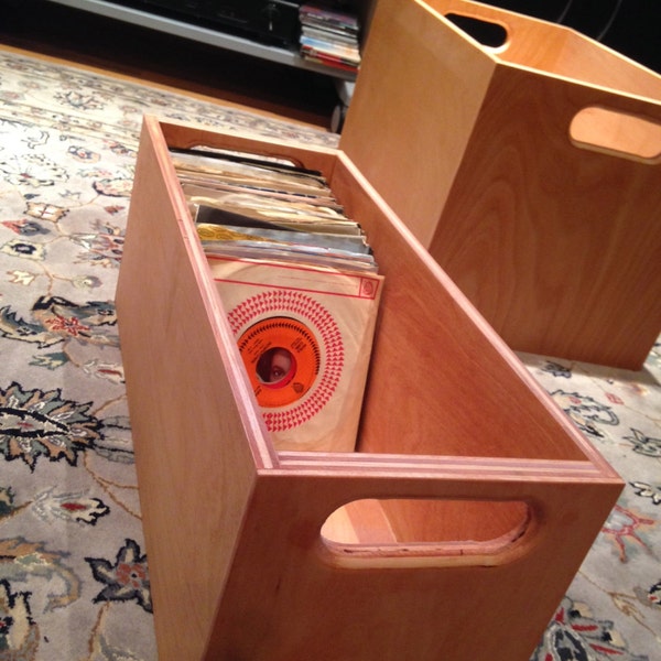45 RPM - (21 1/2" Deep) Vinyl Record Storage and Display Crate - Natural, Light Cherry or Walnut Finish