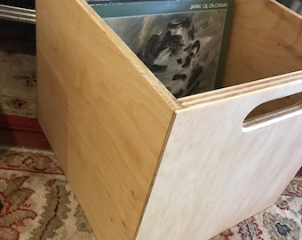 Vinyl Record Storage Crate - Wooden LP Holder For 120+ Albums