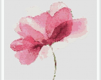 Flower cross stitch pattern, cross stitch pdf, pansies cross stitch pattern, watercolor cross stitch pattern, flower pdf pattern #345