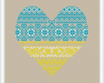 Heart cross stitch pattern, free shipping, cross stitch pdf, watercolor cross stitch pattern,  pdf cross stitch, love pattern, heart #423