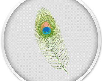 Peacock feather cross stitch patterns, cross stitch pdf, cross stitch pattern, cute thing cross stitch #053