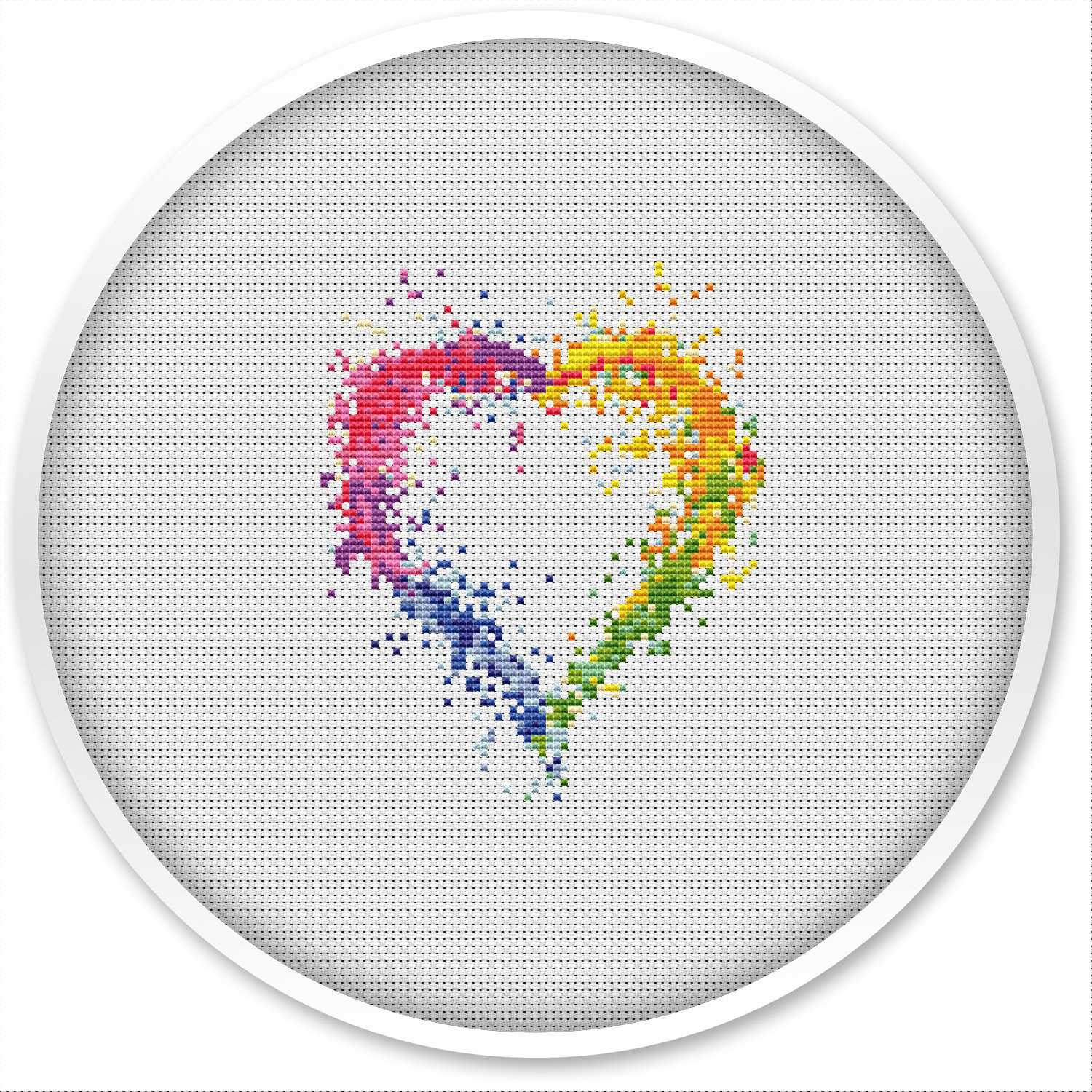 Love Cross Stitch Chart Colored Hearts Cross Stitch Pattern Instant Download PDF PDF Digital Pattern Simple Hand Embroidery Design