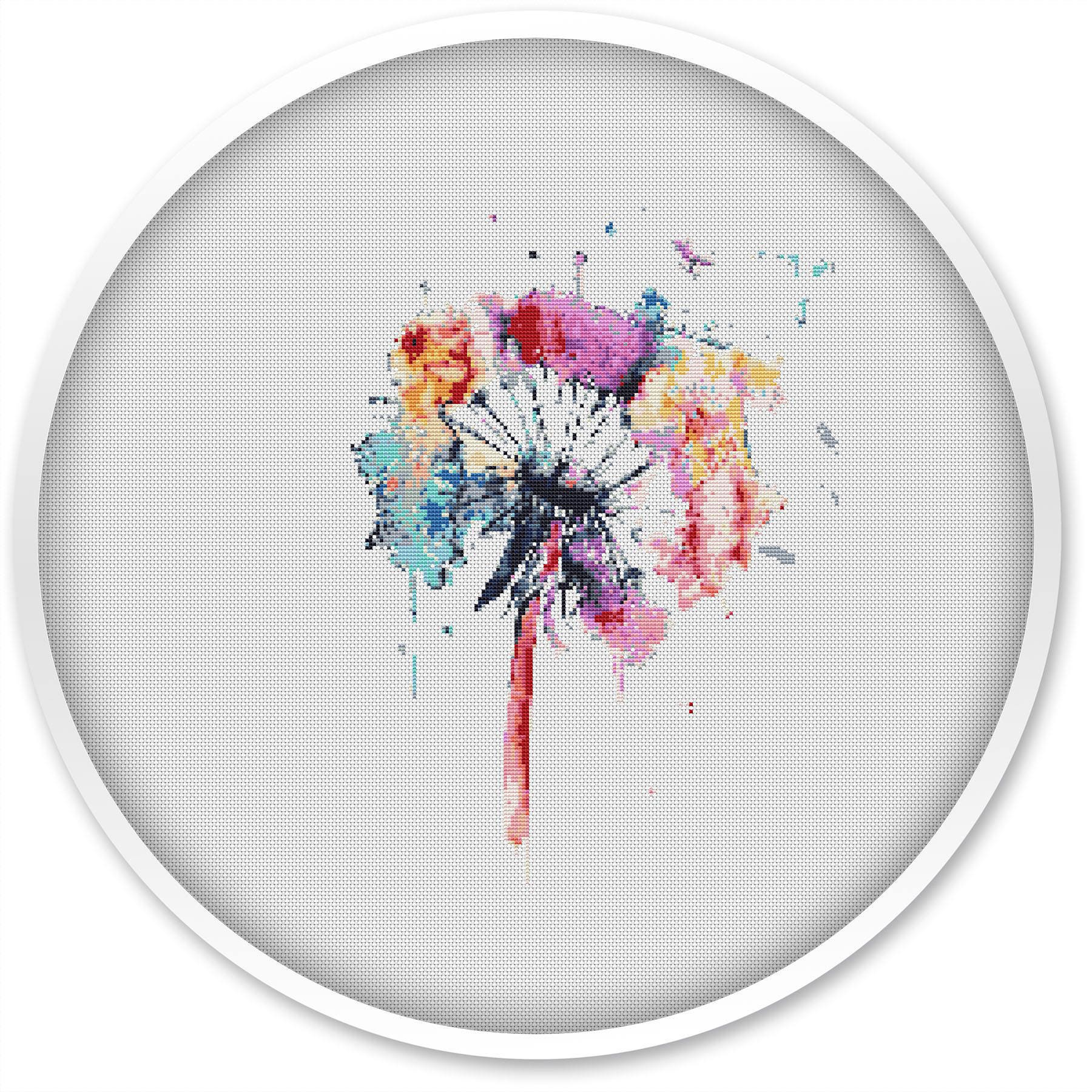 Dandelion cross stitch pattern cross stitch pdf cute thing | Etsy