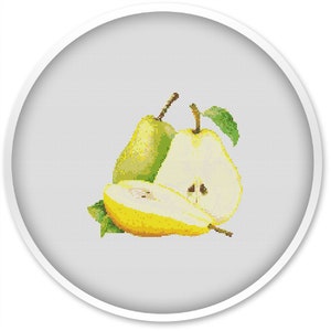 PEAR cross stitch pattern, free shipping, cross stitch pdf, cross stitch pattern, fruit pattern, watercolor stitch pattern #255