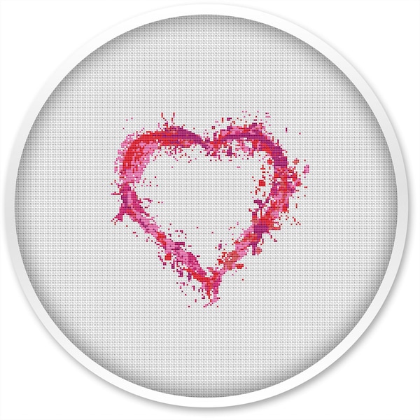 Small Pink Heart cross stitch pattern 5 colors, free shipping, cross stitch pdf, watercolor cross stitch pattern, love pattern, heart #378