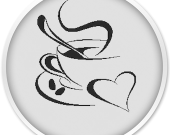 Coffee Cup Cross Stitch Pattern: Tea Design (PDF Pattern #071)