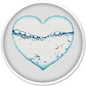 Water Heart Cross Stitch Pattern: Modern Watercolor Design (PDF Pattern)