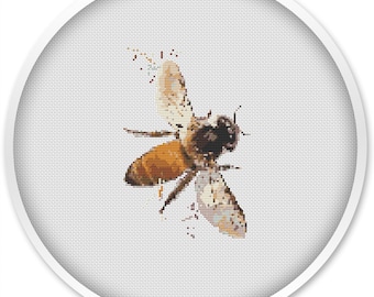 Bee cross stitch pattern PDF, insect cross stitch patterns, Abstract insect, Watercolor bee pattern PDF  #90